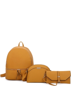 Fashion Classic Backpack 3-in-1 Set LF21114T3 MUSTARD